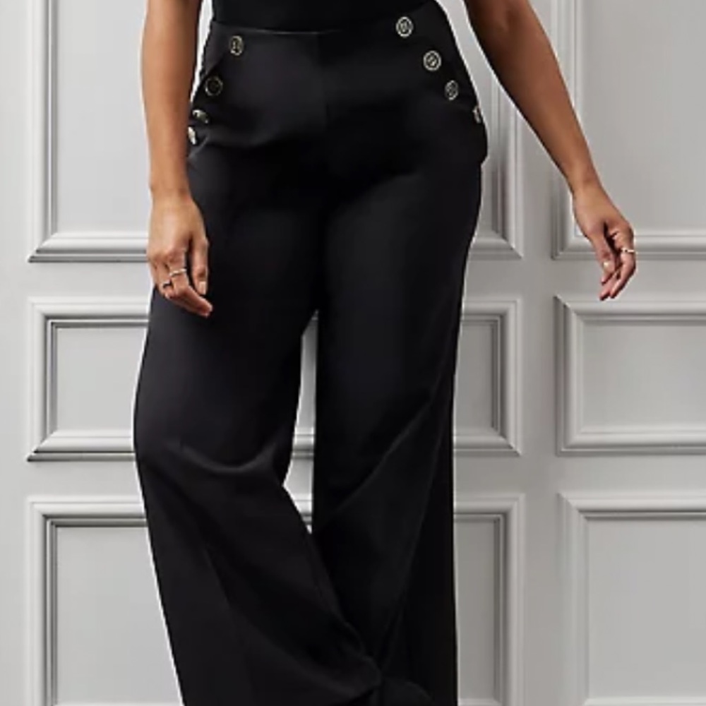Torrid NWT Black High Rise Sailor Pants Wide Leg Nautical Size 16 Regular